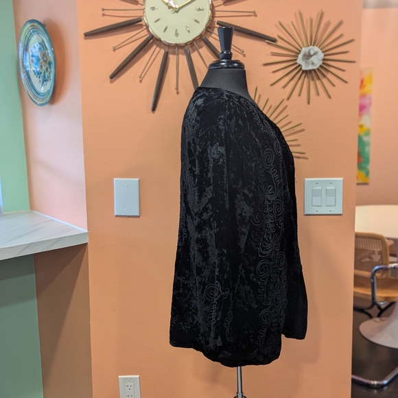 Vintage 90s Velvet Kimono Raaga OS Whimsigoth Black Embroidered Top - Picture 6 of 14